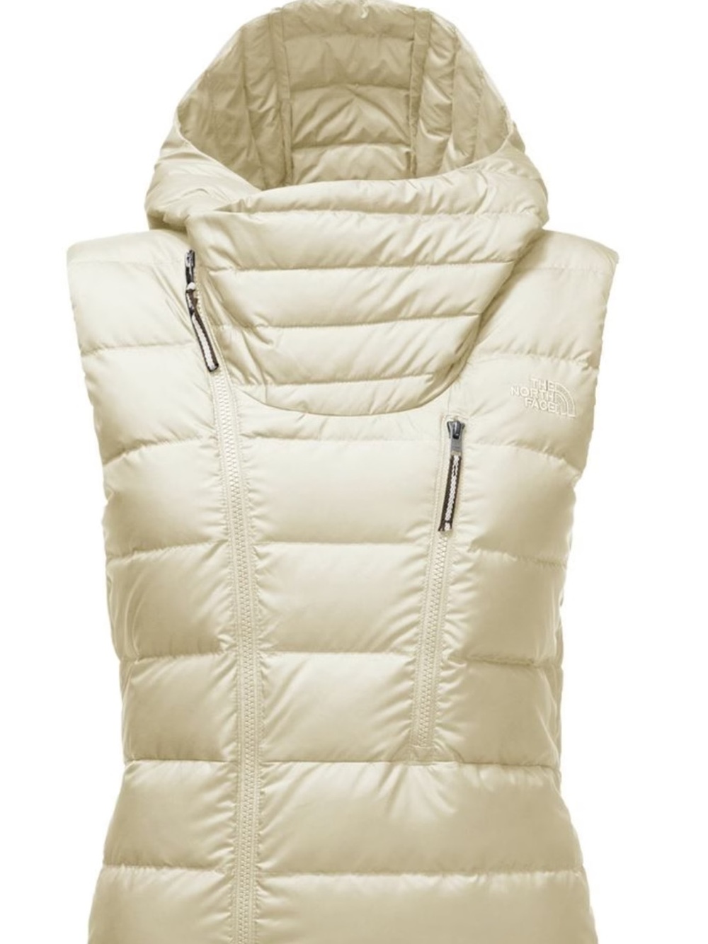 EUC The North Face Women's Niche Down Outerwear Hooded Vest Sz S  550 Fill Cream